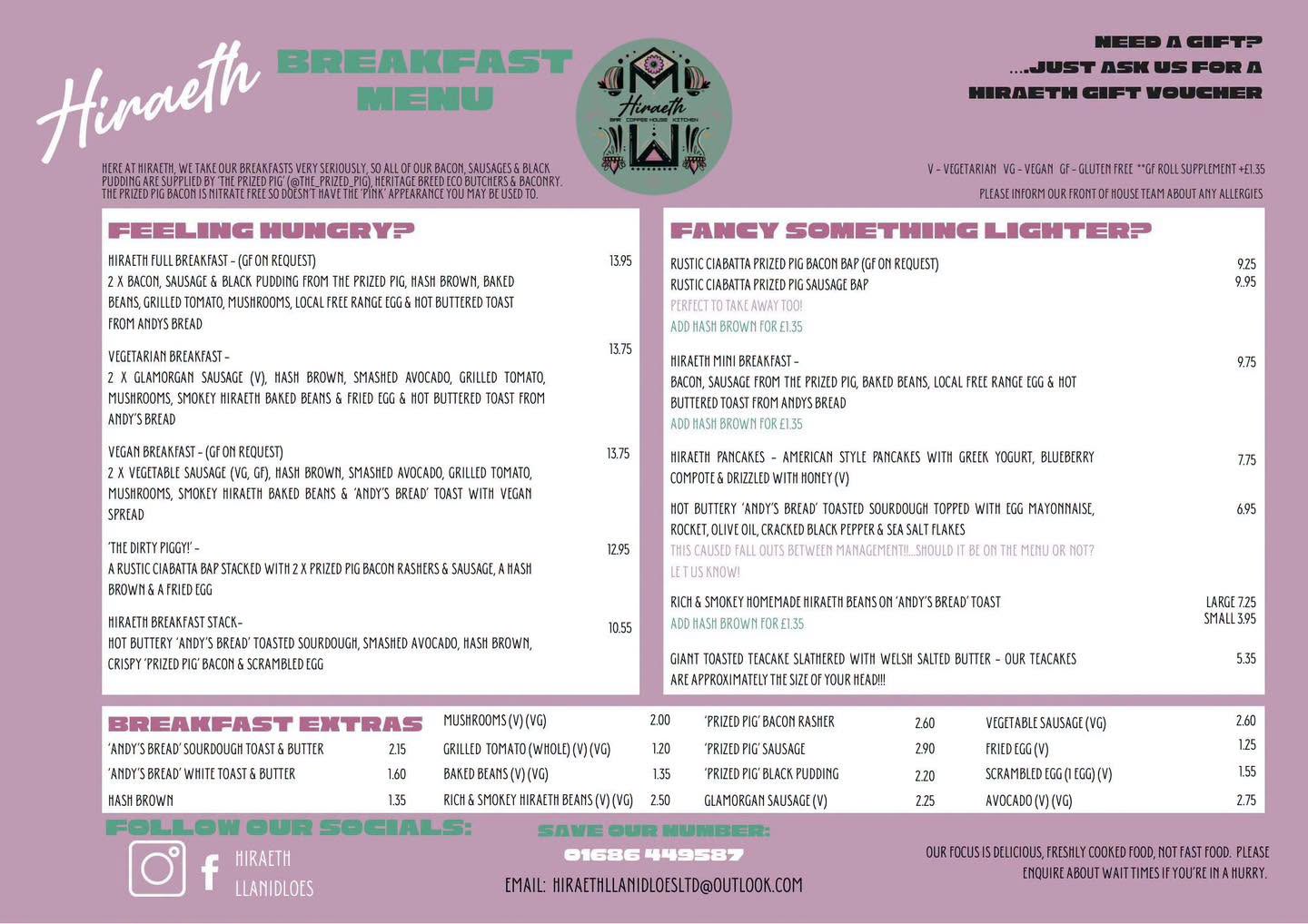 Hireath menu